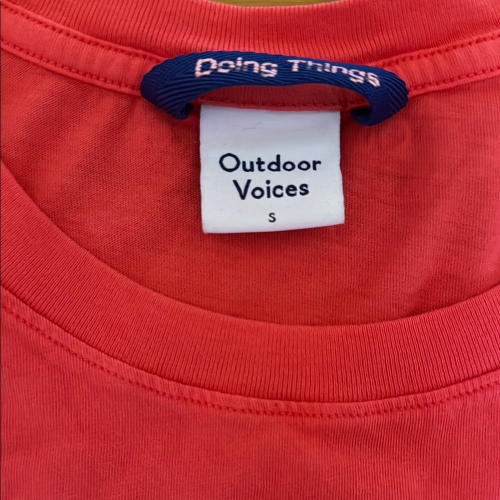 Outdoor Voices Everyday Tee - Pink Crew Neck 100% Cotton - Small - Like New - Picture 2 of 4